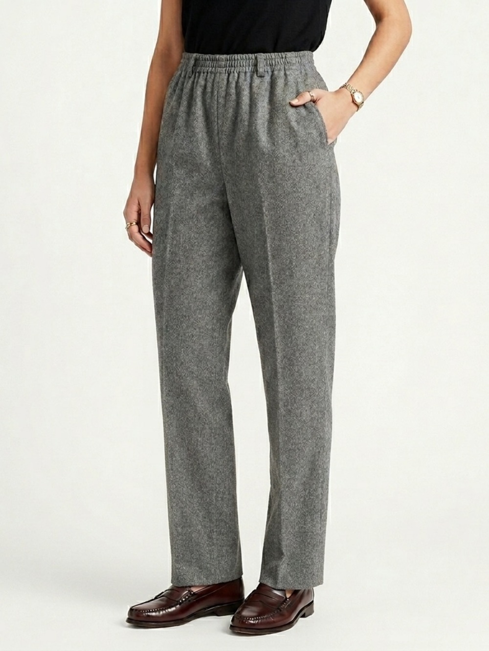 Koret Vintage Pants NWT Lined Elastic Waist Merino Wool Heather Grey Size 28